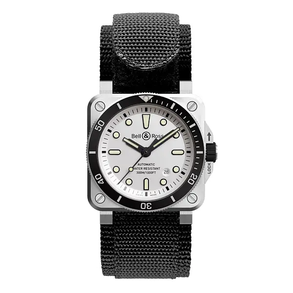 Bell &amp; Ross BR03-92 Diver Trắng BR0392-D-WH-ST/SRB