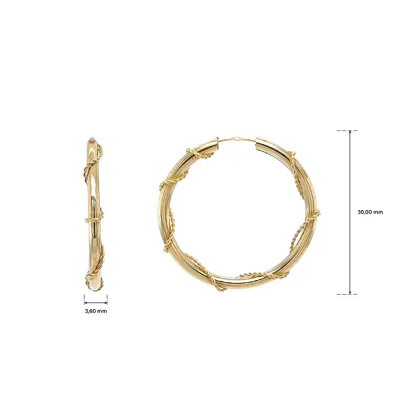 Hoa Tai Tròn Vàng với Chi Tiết Dây Xoắn