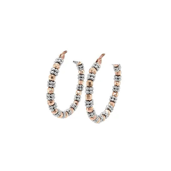 Bông Tai Vòng Bằng Vàng Kết Hợp với Họa Tiết Hạt