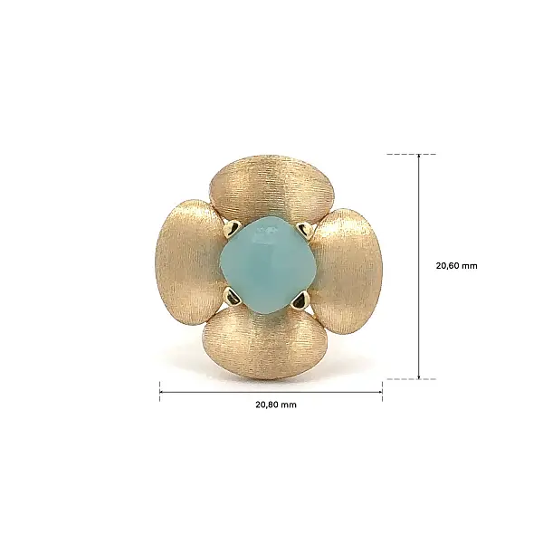 Nhẫn vàng với đá aquamarine cushion-cut