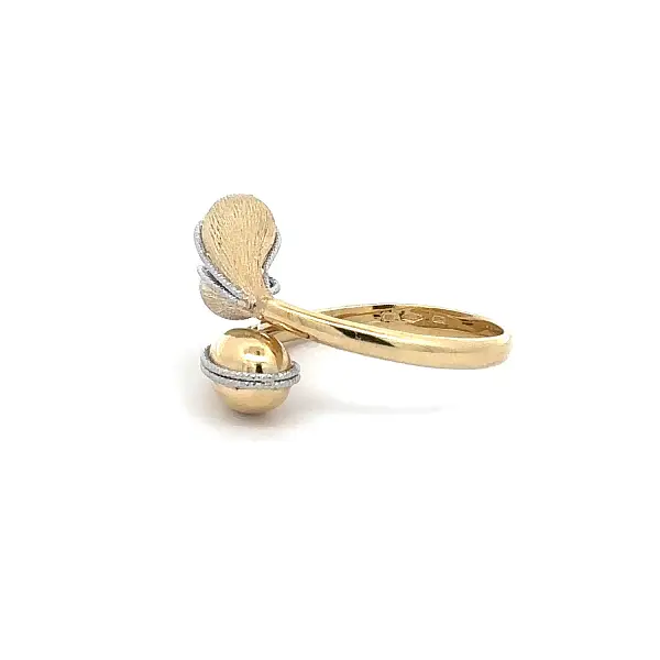 Nhẫn vàng đính thạch anh tím – thiết kế hữu cơ hai tông màu