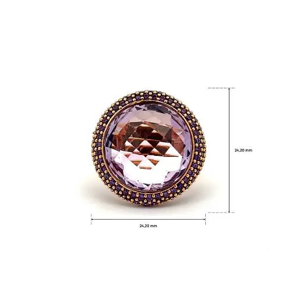 Nhẫn vàng với ametit tím