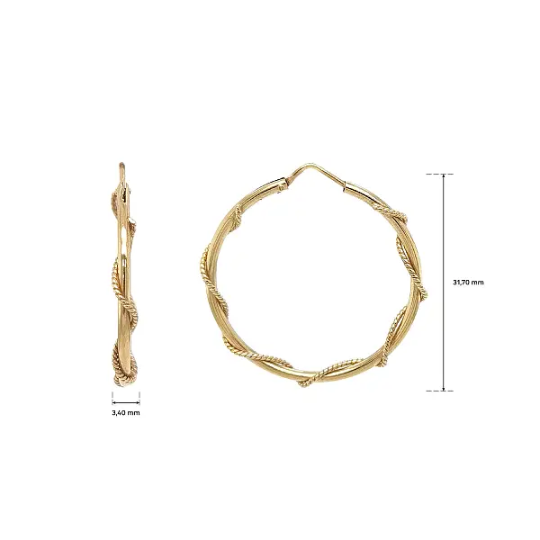 Bông tai vòng vàng thiết kế xoắn