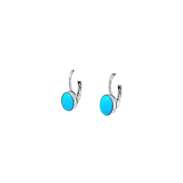 Bông tai vàng trắng với đá xanh turquoise