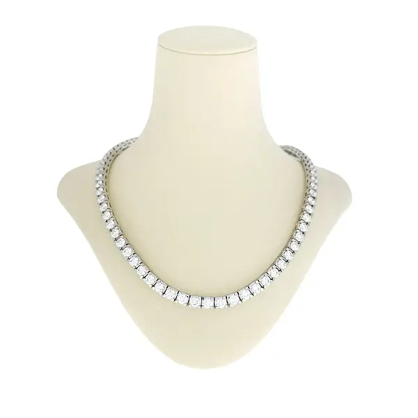 Dây chuyền tennis vàng trắng với kim cương 36,5 ct (F/VS1)
