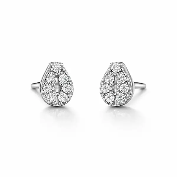 Bông tai vàng họa tiết giọt nước đính zircon