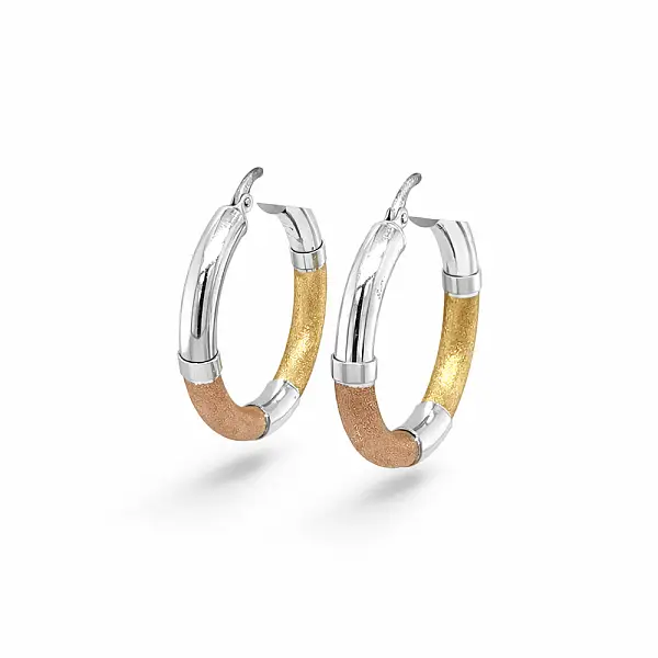 Hoa tai tròn bằng vàng ba màu