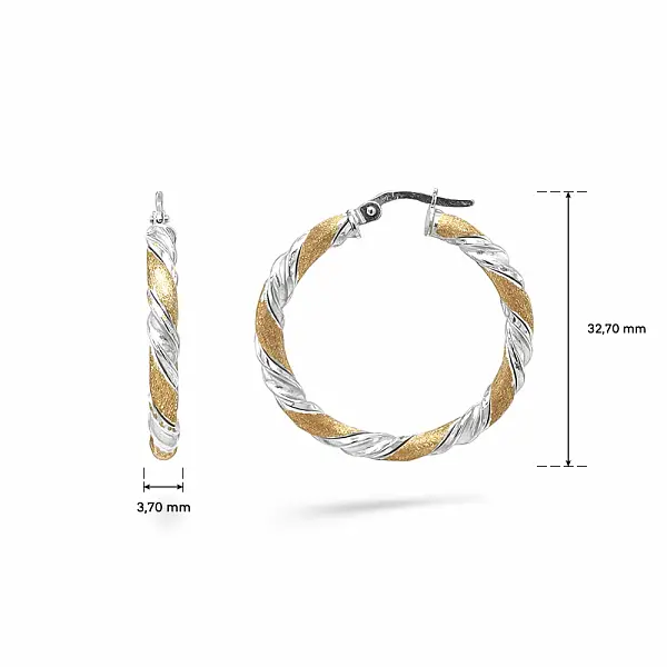 Bông tai tròn bằng vàng hai màu