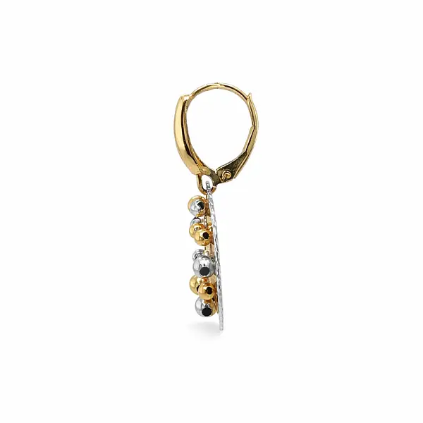 Bông tai treo bằng vàng kết hợp với họa tiết bi tròn