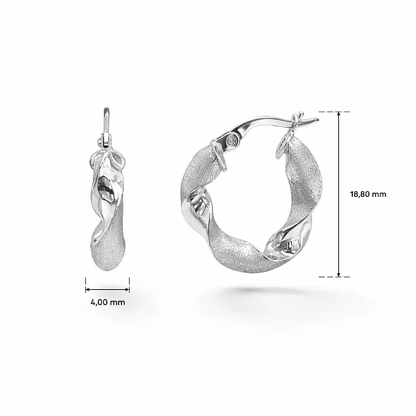 Bông tai vòng bằng vàng trắng với thiết kế xoắn