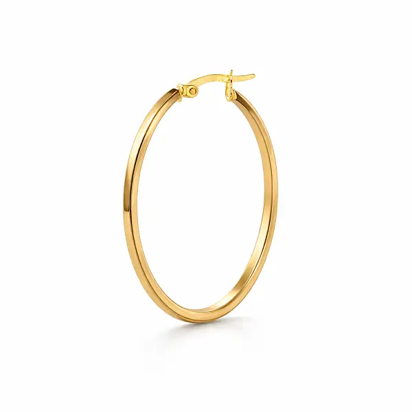 Bông tai vòng bằng vàng vàng – bề mặt trơn