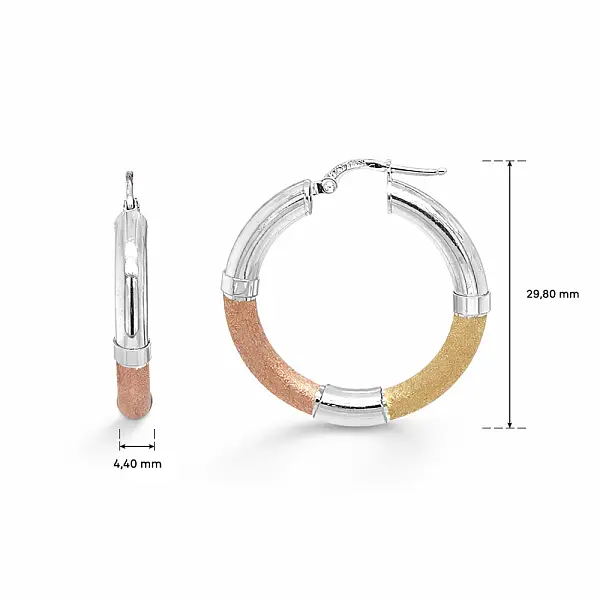 Hoa tai tròn bằng vàng ba màu