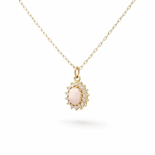 Mặt dây chuyền vàng với opal và zirconia