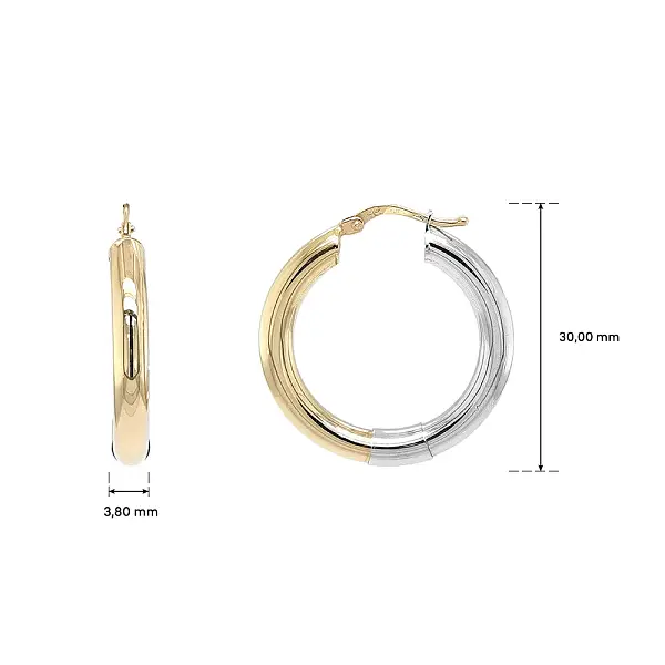 Bông tai tròn bằng vàng kết hợp