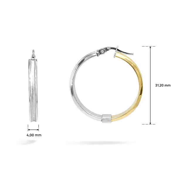 Bông tai tròn bằng vàng kết hợp