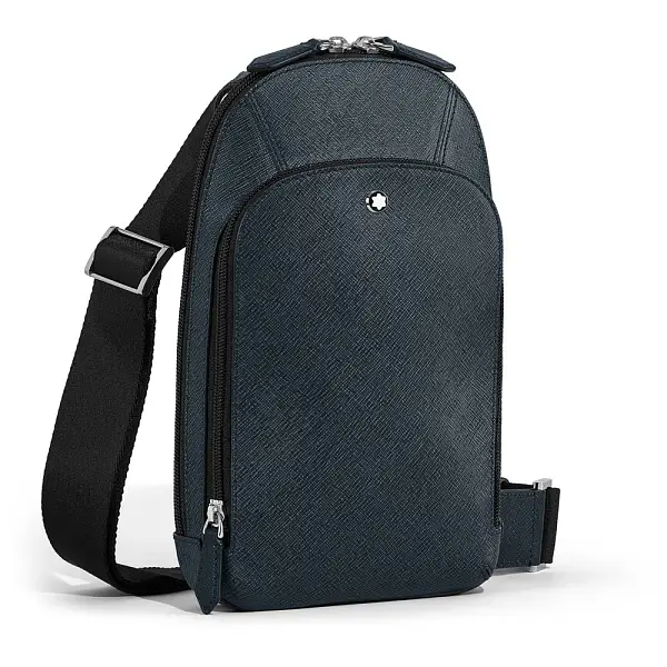 Montblanc Sartorial – Túi đeo chéo cỡ trung bằng da, Tweed Blue MB220356