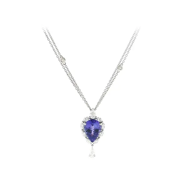 Dây chuyền cao cấp với tanzanite tự nhiên 4,93 ct và kim cương bằng vàng trắng