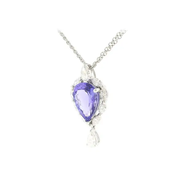 Dây chuyền cao cấp với tanzanite tự nhiên 4,93 ct và kim cương bằng vàng trắng