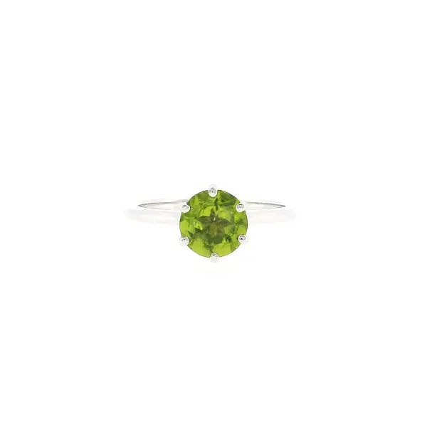 Nhẫn vàng trắng 18K gắn peridot 1,40 ct