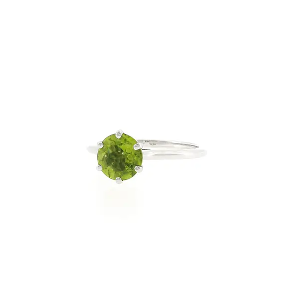 Nhẫn vàng trắng 18K gắn peridot 1,40 ct
