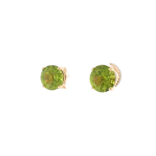 Hoa tai đinh tán vàng hồng 18K gắn peridot 3,30 ct
