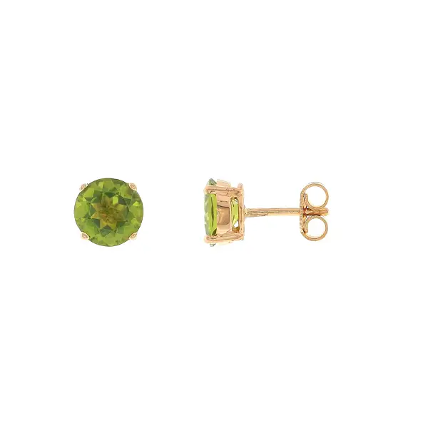 Hoa tai đinh tán vàng hồng 18K gắn peridot 3,30 ct