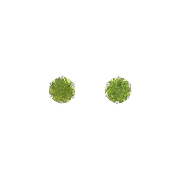 Hoa tai đinh tán vàng trắng 18K gắn peridot 3,15 ct