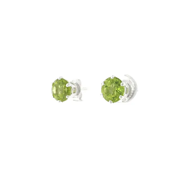 Hoa tai đinh tán vàng trắng 18K gắn peridot 3,15 ct