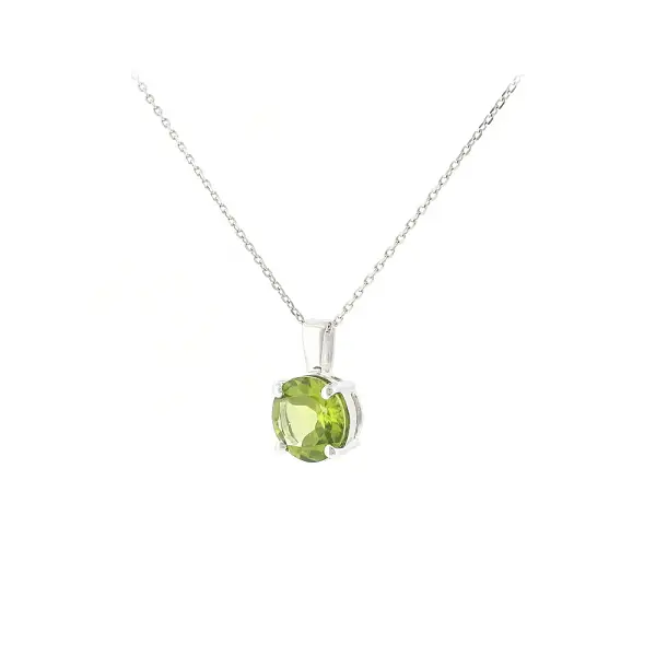 Mặt dây chuyền thanh lịch vàng trắng 18K với peridot 1,90 ct