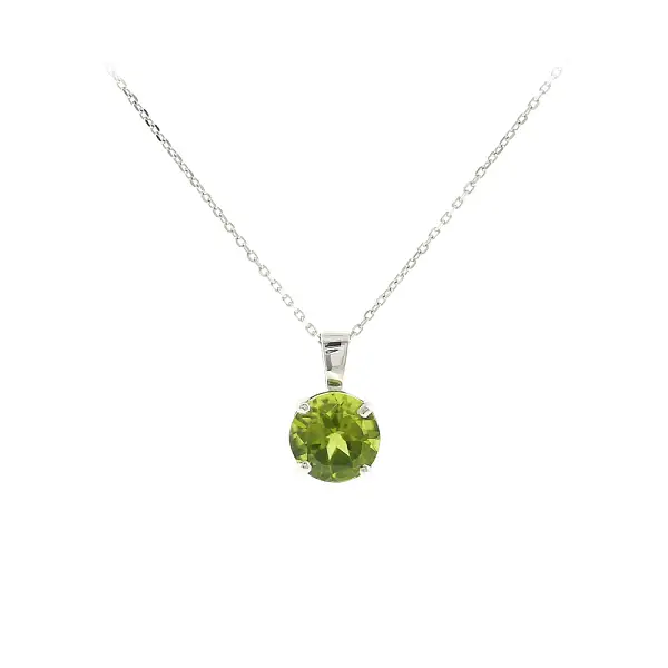 Mặt dây chuyền thanh lịch vàng trắng 18K với peridot 1,90 ct