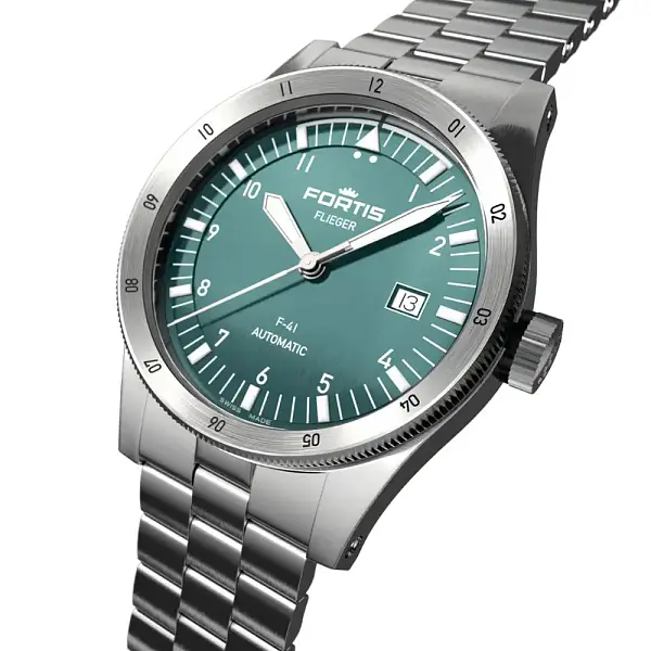 Fortis Flieger F-41 Petrol on Block Bracelet F4220021