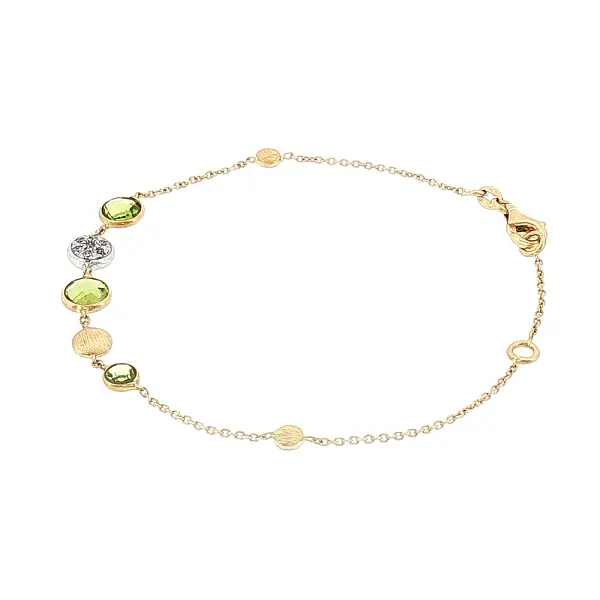 Vòng tay vàng 14K với đá peridot và zirconia