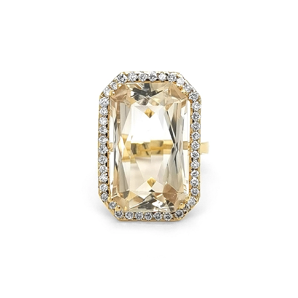 Nhẫn vàng đính đá citrine và kim cương