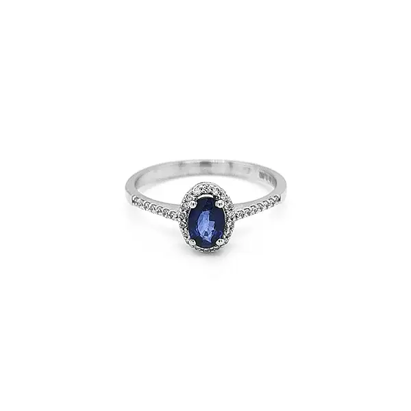 Nhẫn vàng đính sapphire và kim cương