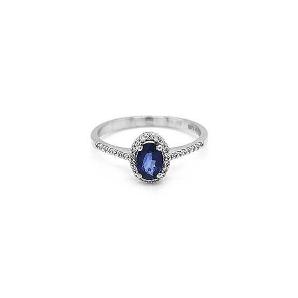 Nhẫn vàng đính sapphire và kim cương