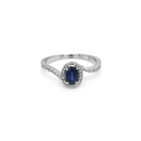 Nhẫn vàng đính sapphire và kim cương