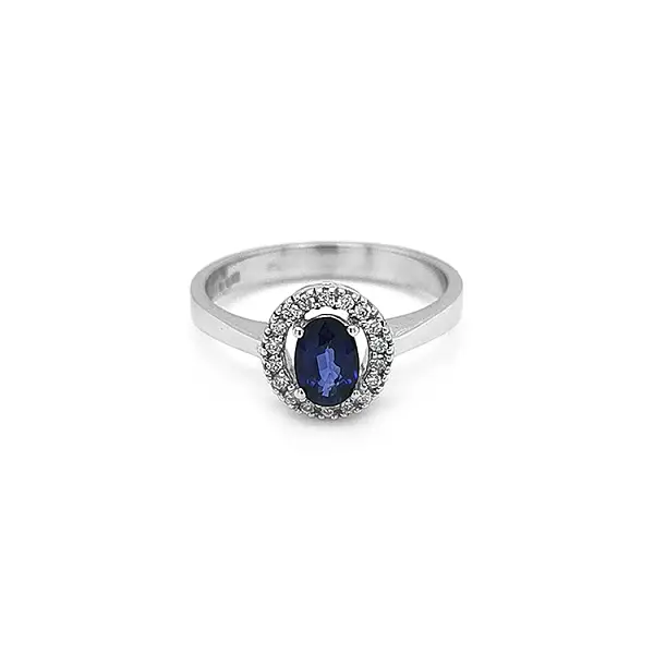 Nhẫn vàng đính sapphire và kim cương