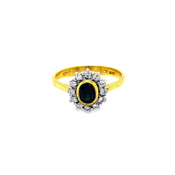 Nhẫn vàng đính sapphire và kim cương