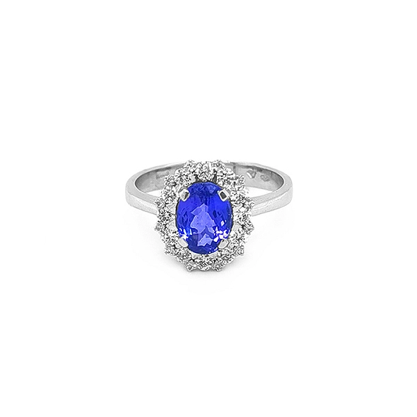 Nhẫn vàng đính sapphire và kim cương