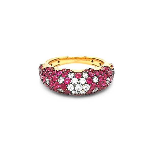 Nhẫn vàng đính ruby và kim cương