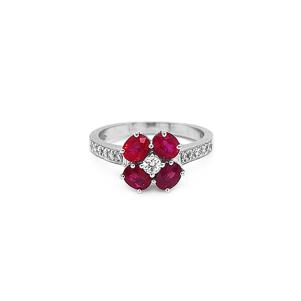 Nhẫn vàng đính ruby và kim cương
