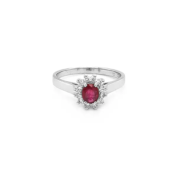 Nhẫn vàng đính ruby và kim cương