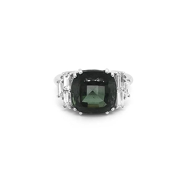 Nhẫn vàng đính đá tourmaline xanh