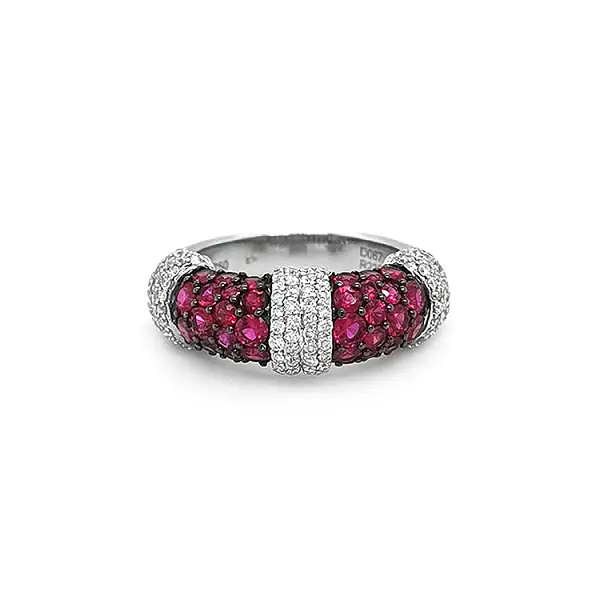Nhẫn vàng đính ruby và kim cương