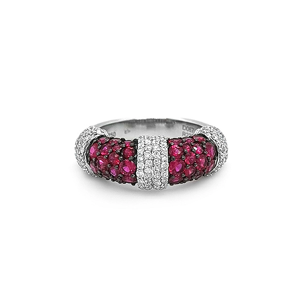 Nhẫn vàng đính ruby và kim cương