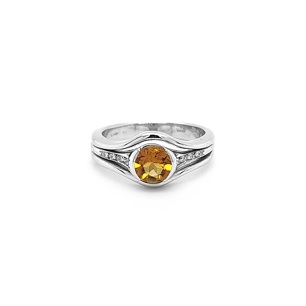Nhẫn vàng đính đá citrine và kim cương