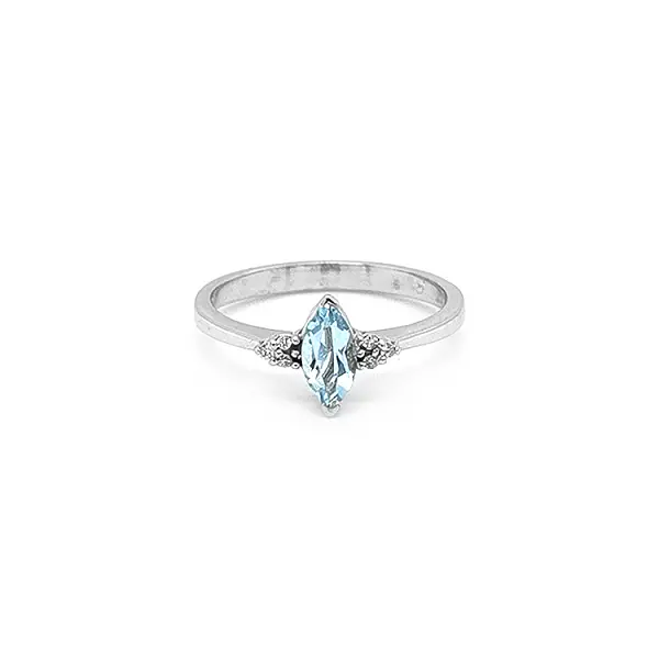 Nhẫn vàng đính đá aquamarine và kim cương