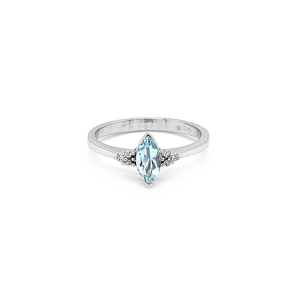Nhẫn vàng đính đá aquamarine và kim cương