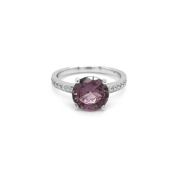 Nhẫn vàng đính đá spinel tím và kim cương