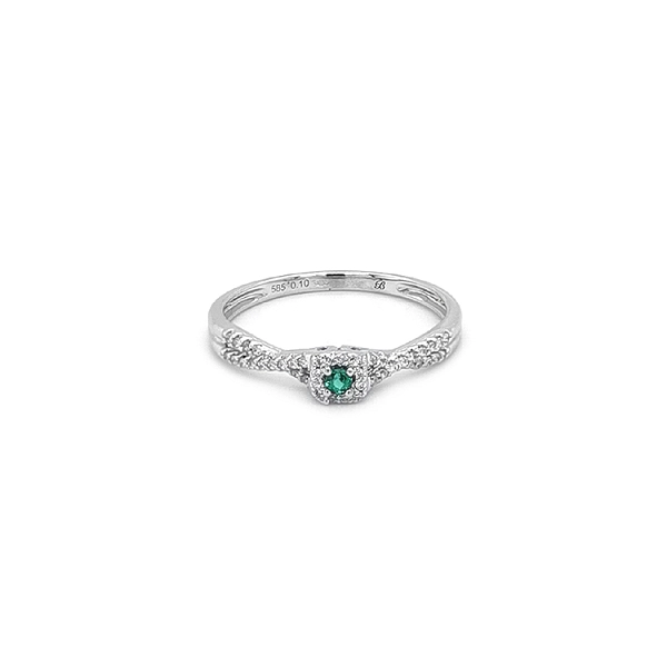 Nhẫn ngọc lục bảo với kim cương vàng trắng